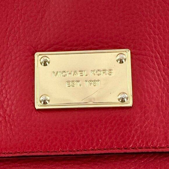 Michael Kors Red Pebbled Leather Envelope Clutch Shoulder Bag - Picture 2 of 7